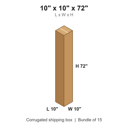 10 x 10 x 72 in corrugated shipping box