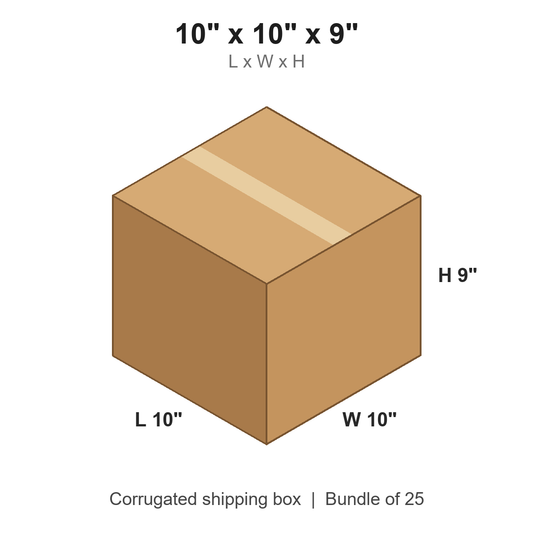 10 x 10 x 9 in corrugated shipping box