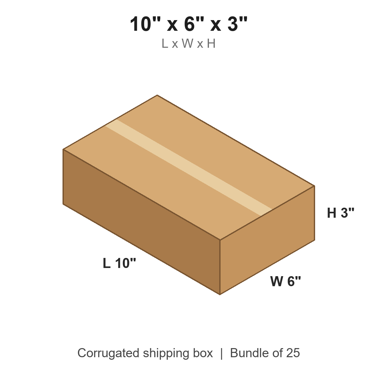 10 x 6 x 3 in corrugated shipping box