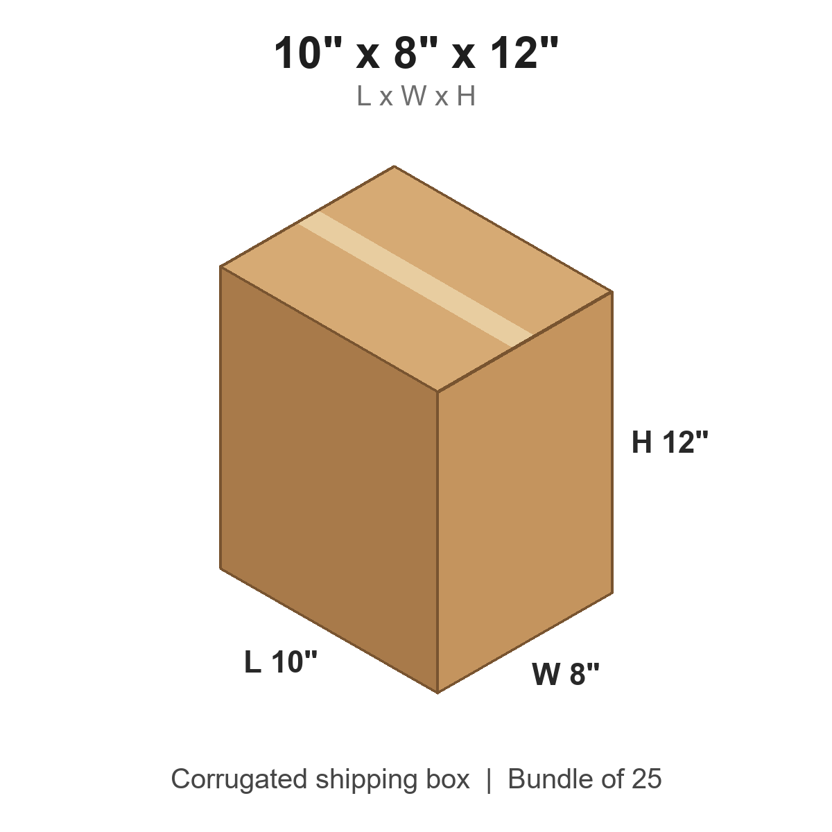 10 x 8 x 12 in corrugated shipping box