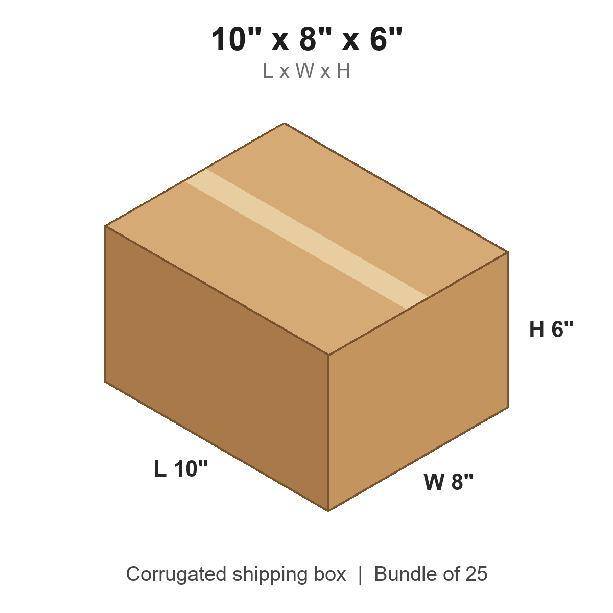 10 x 8 x 6 in corrugated shipping box
