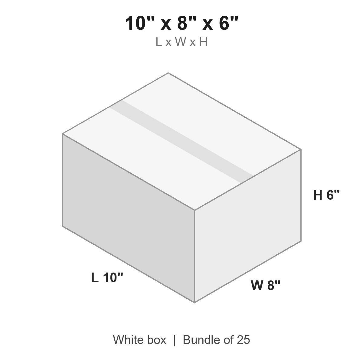 10x8x6 White Corrugated Boxes