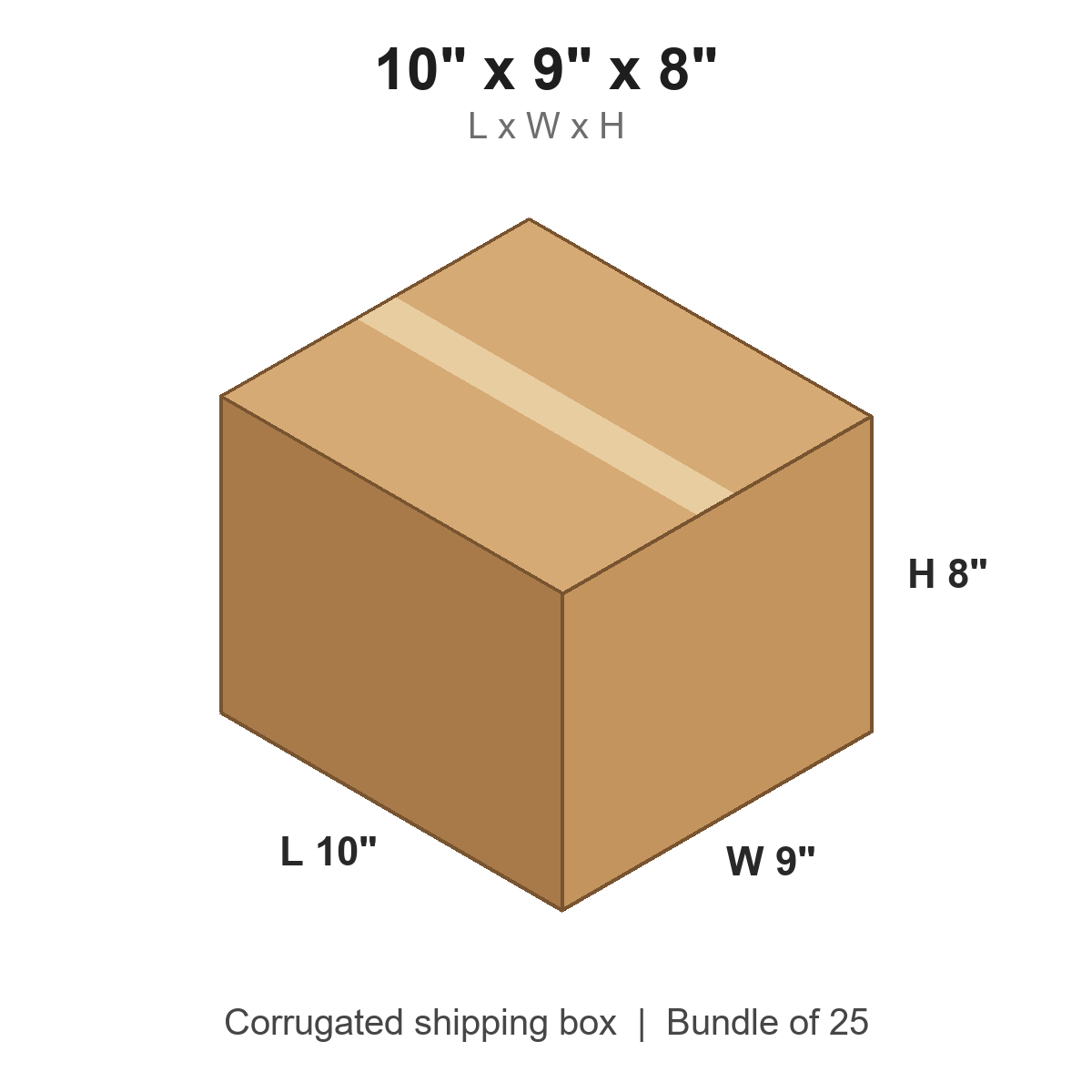 10 x 9 x 8 in corrugated shipping box
