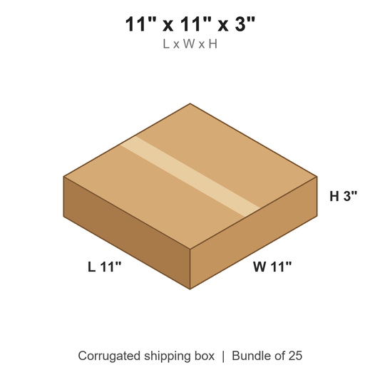 11 x 11 x 3 in corrugated shipping box
