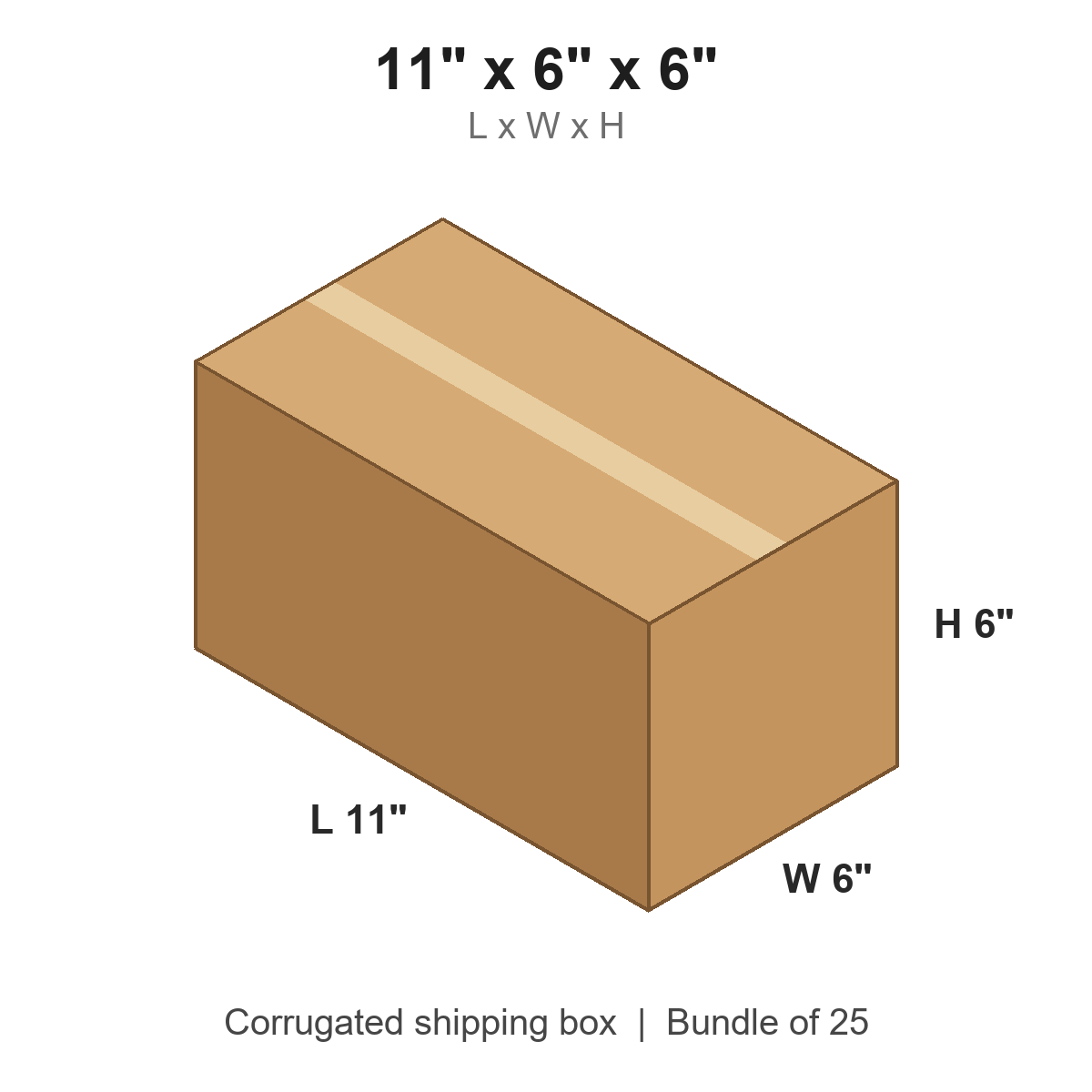 11 x 6 x 6 in corrugated shipping box