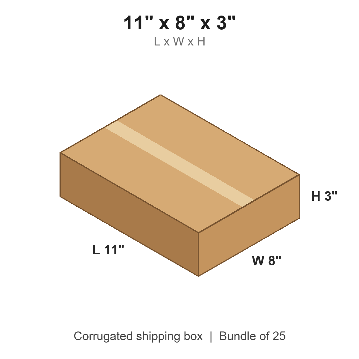 11 x 8 x 3 in corrugated shipping box