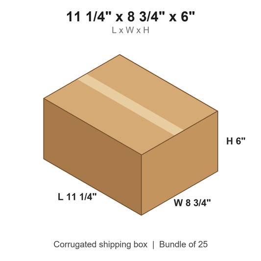 11 1/4 x 8 3/4 x 6 in corrugated shipping box