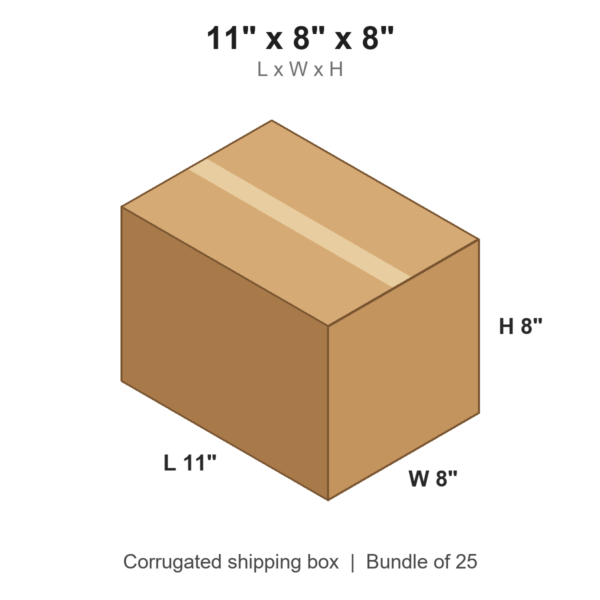 11 x 8 x 8 in corrugated shipping box