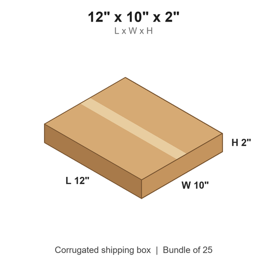 12 x 10 x 2 in corrugated shipping box