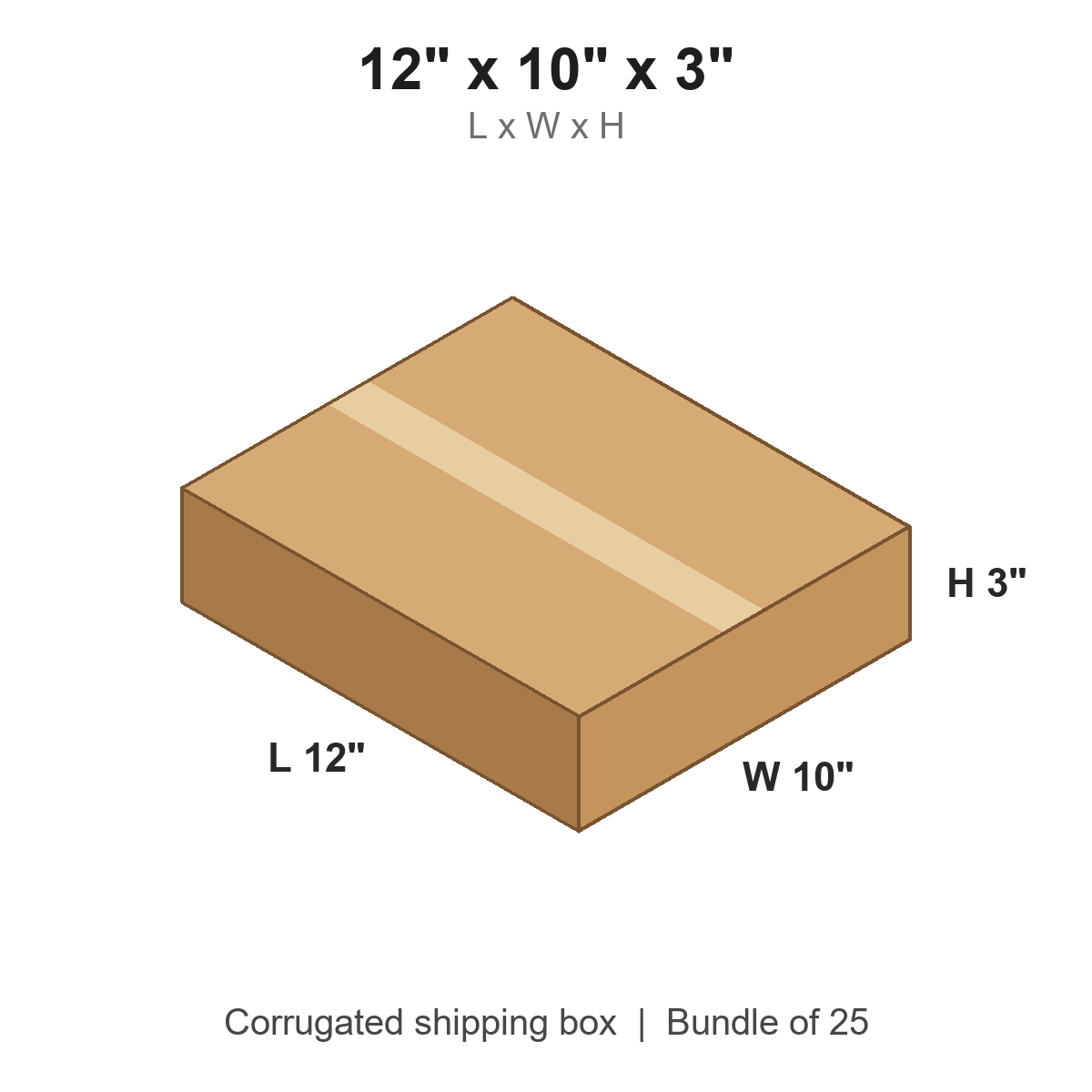 12 x 10 x 3 in corrugated shipping box