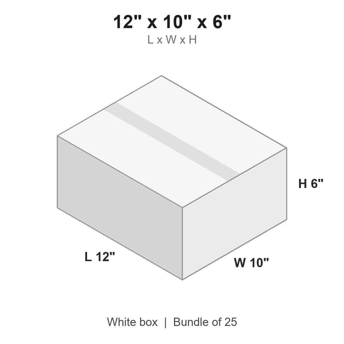 12x10x6 White Corrugated Boxes