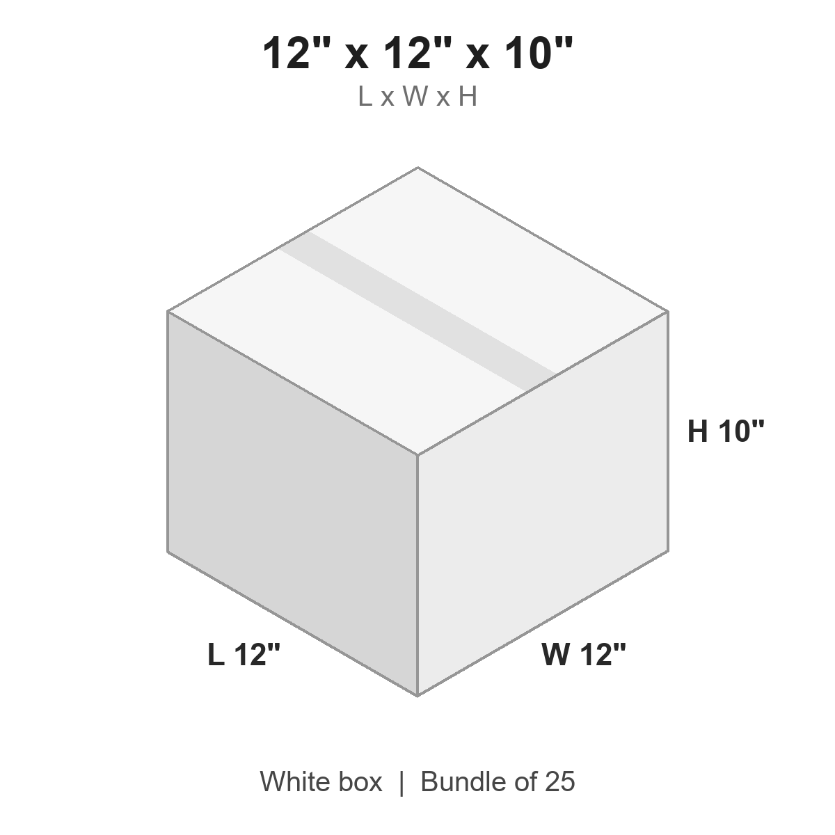 12x12x10 White Corrugated Boxes