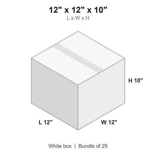 12x12x10 White Corrugated Boxes