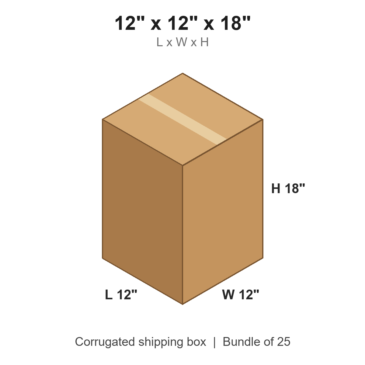 12 x 12 x 18 in corrugated shipping box