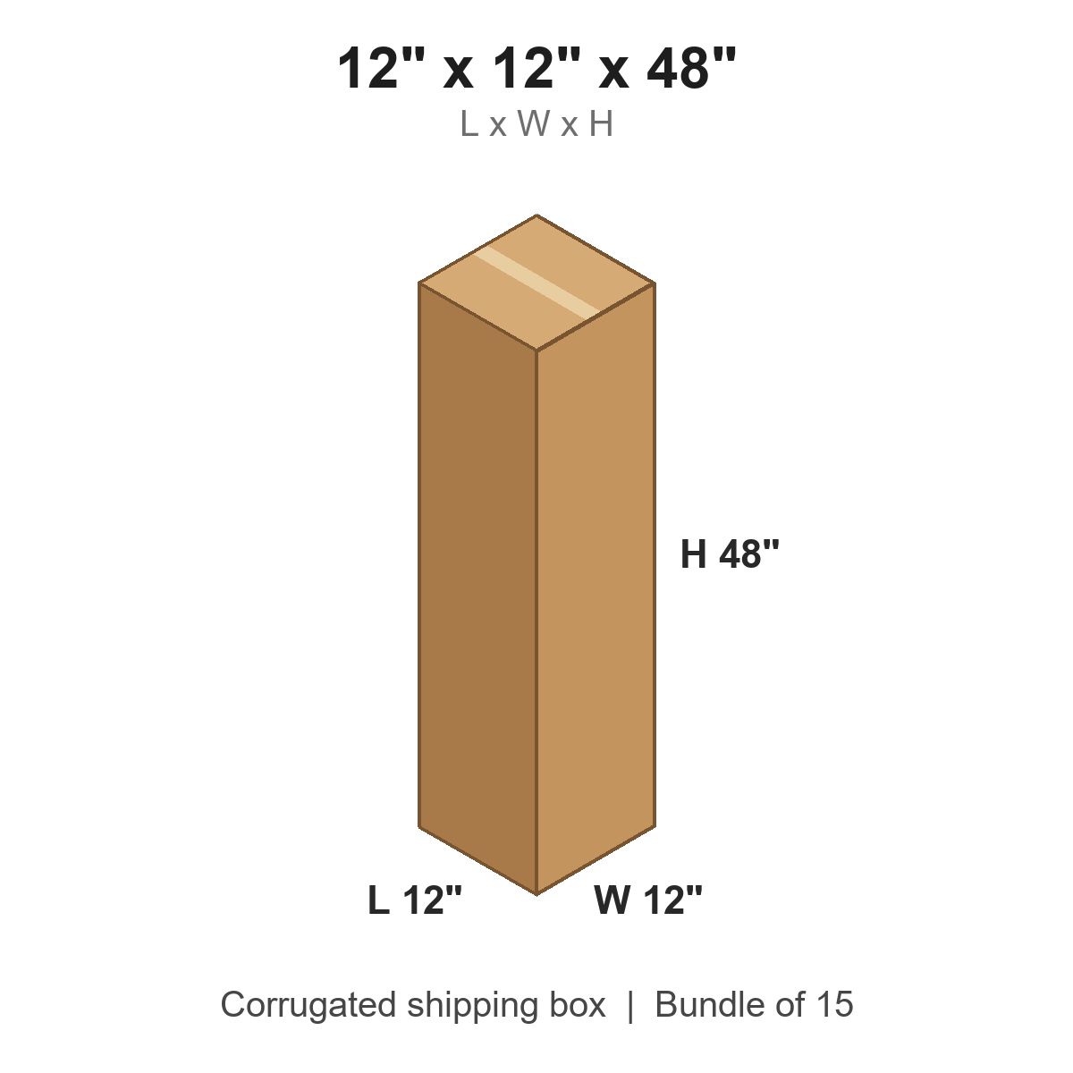 12 x 12 x 48 in corrugated shipping box
