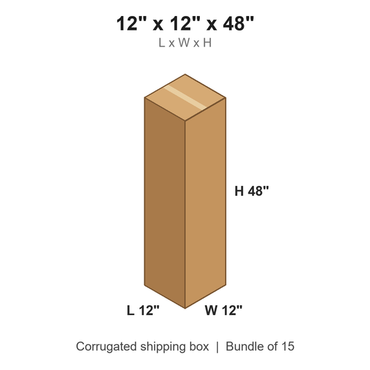 12 x 12 x 48 in corrugated shipping box