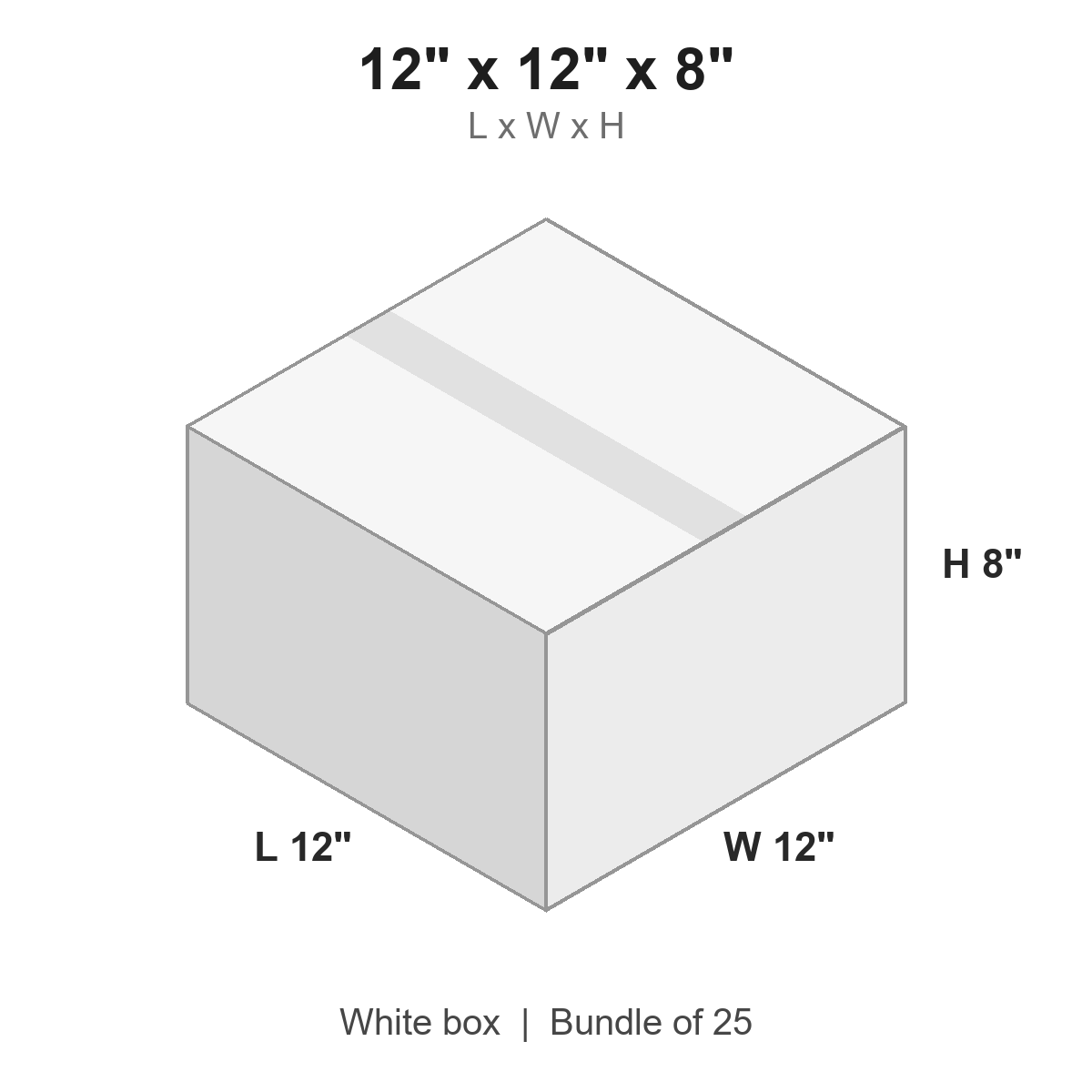 12x12x8 White Corrugated Boxes