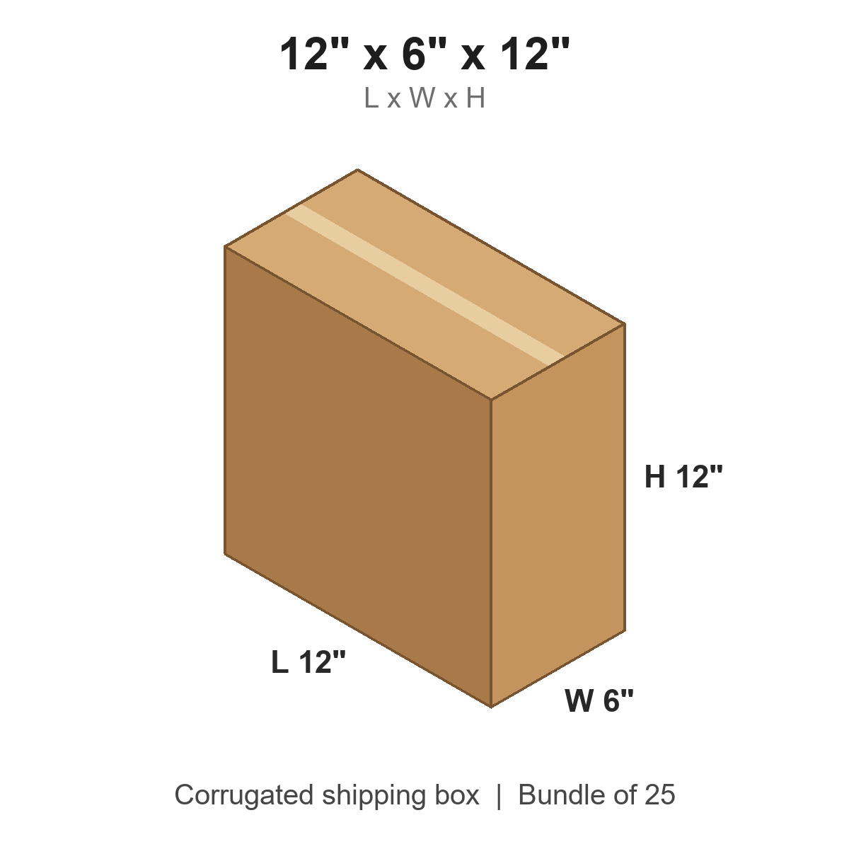 12 x 6 x 12 in corrugated shipping box