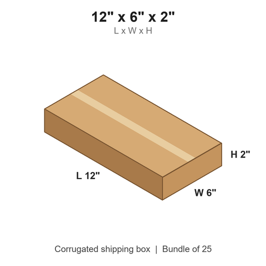 12 x 6 x 2 in corrugated shipping box