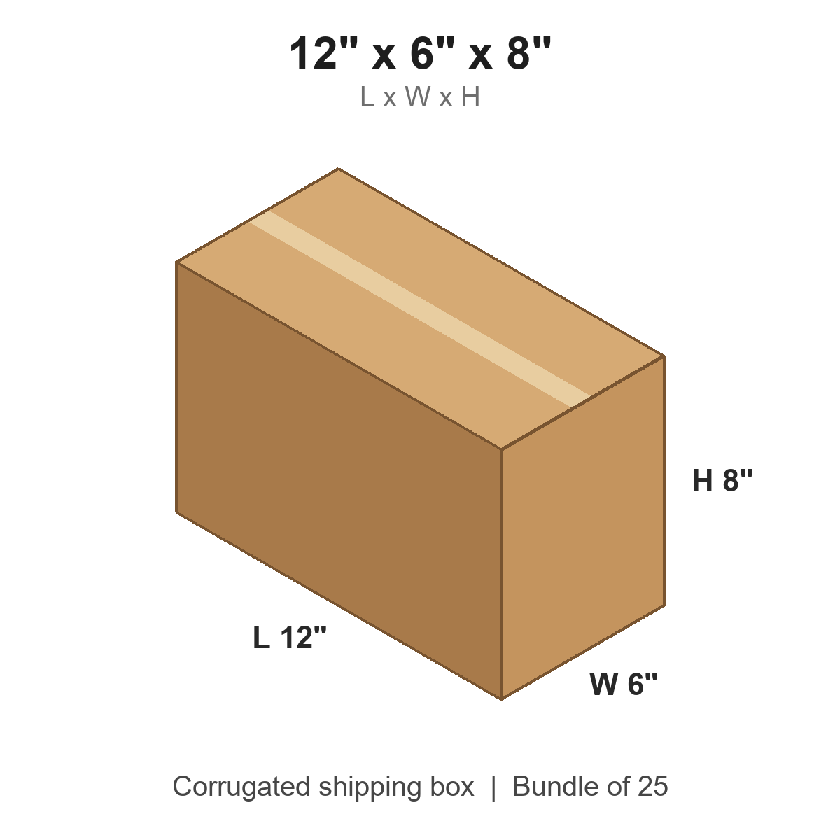12 x 6 x 8 in corrugated shipping box