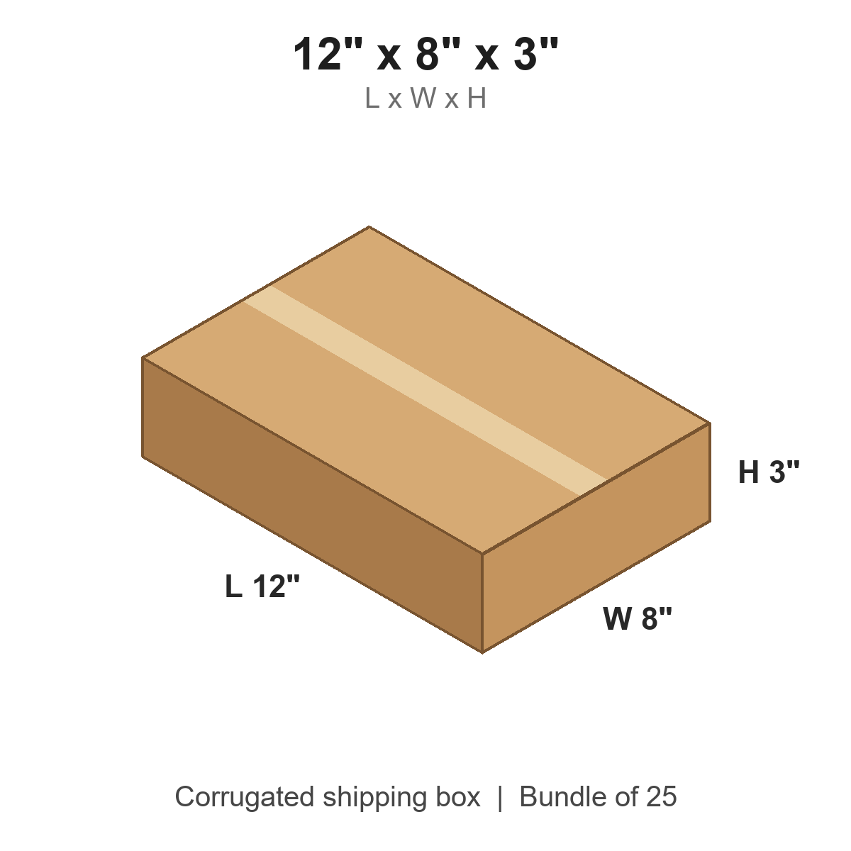 12 x 8 x 3 in corrugated shipping box