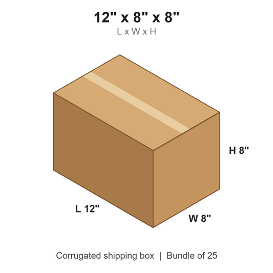 12 x 8 x 8 in corrugated shipping box