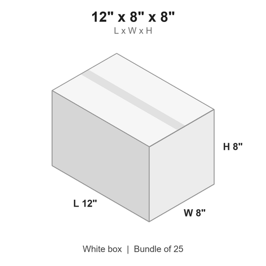 12x8x8 White Corrugated Boxes