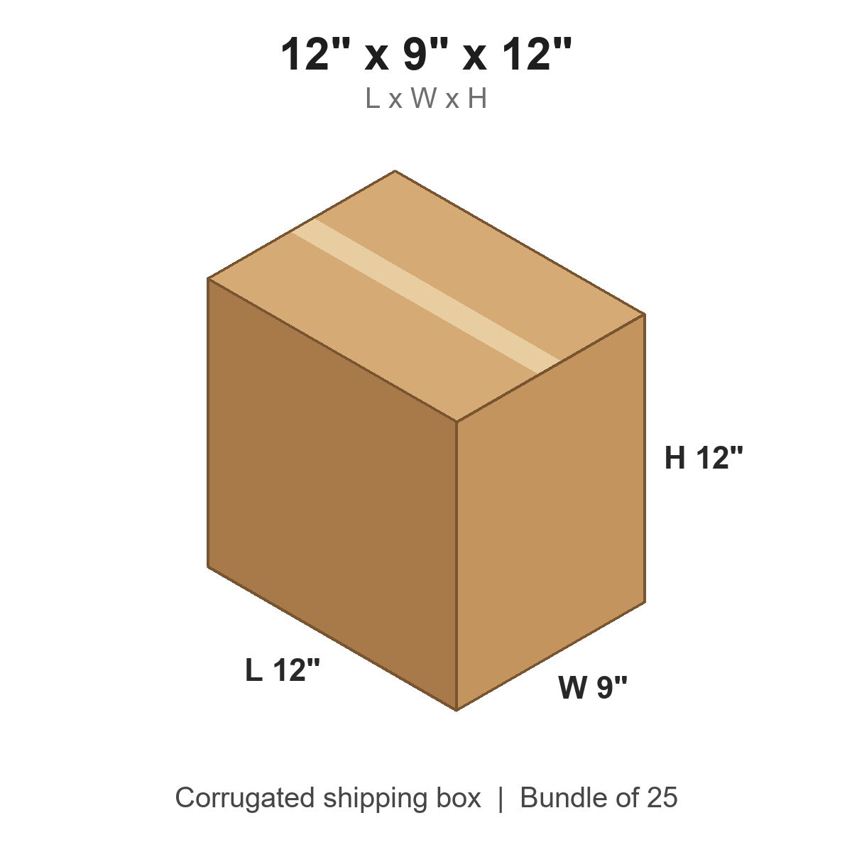 12 x 9 x 12 in corrugated shipping box