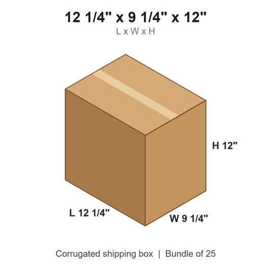 12 1/4 x 9 1/4 x 12 in corrugated shipping box