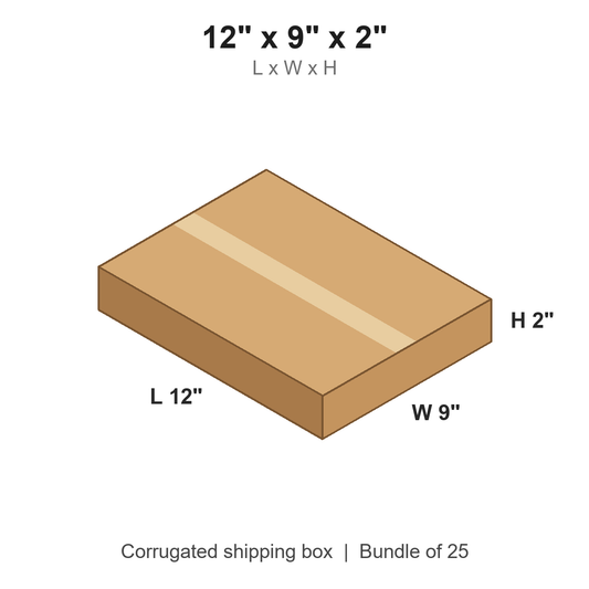 12 x 9 x 2 in corrugated shipping box