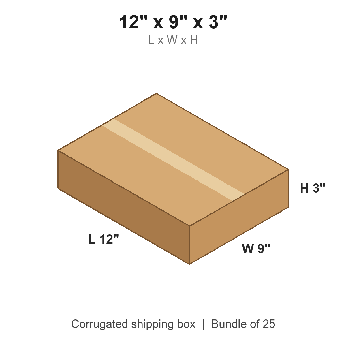 12 x 9 x 3 in corrugated shipping box