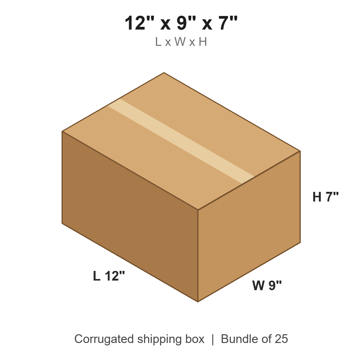 12 x 9 x 7 in corrugated shipping box