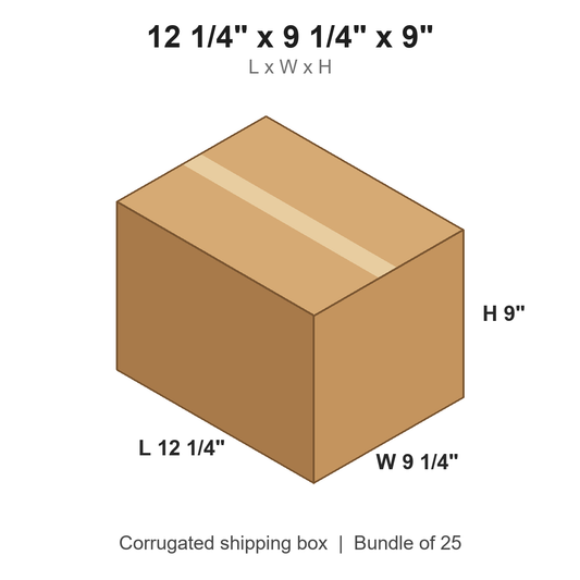 12 1/4 x 9 1/4 x 9 in corrugated shipping box