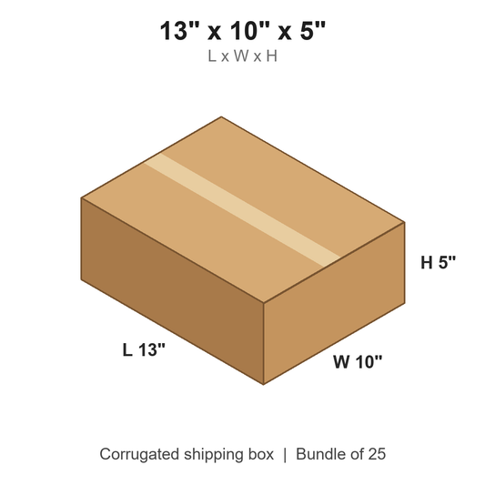 13 x 10 x 5 in corrugated shipping box