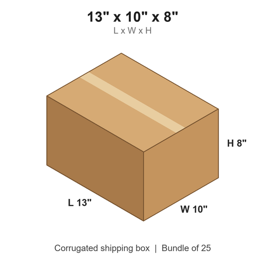 13 x 10 x 8 in corrugated shipping box