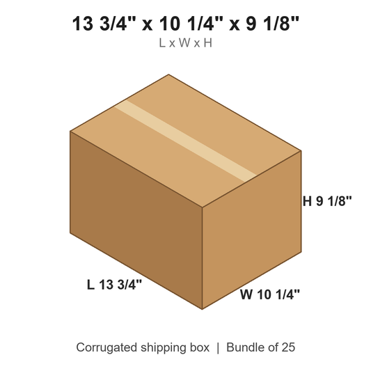 13 3/4 x 10 1/4 x 9 1/8 in corrugated shipping box