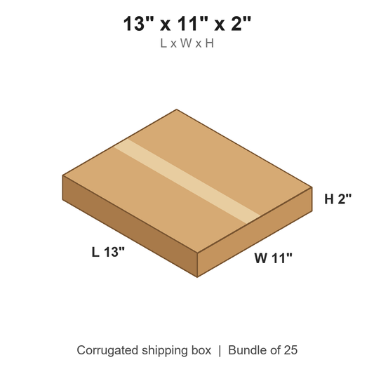 13 x 11 x 2 in corrugated shipping box