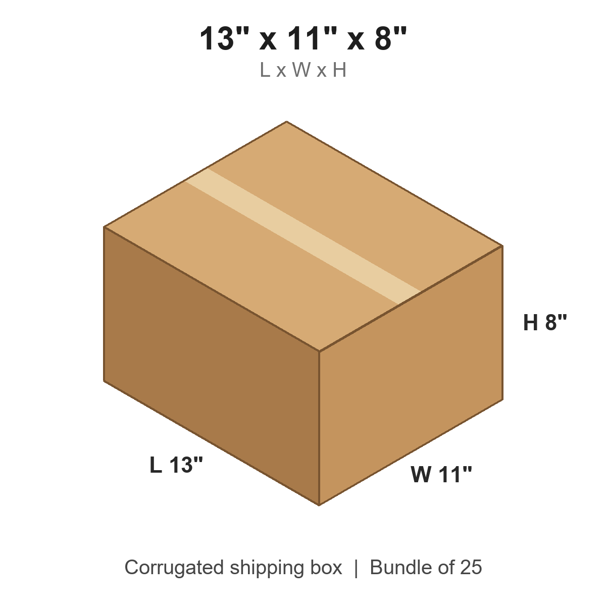 13 x 11 x 8 in corrugated shipping box