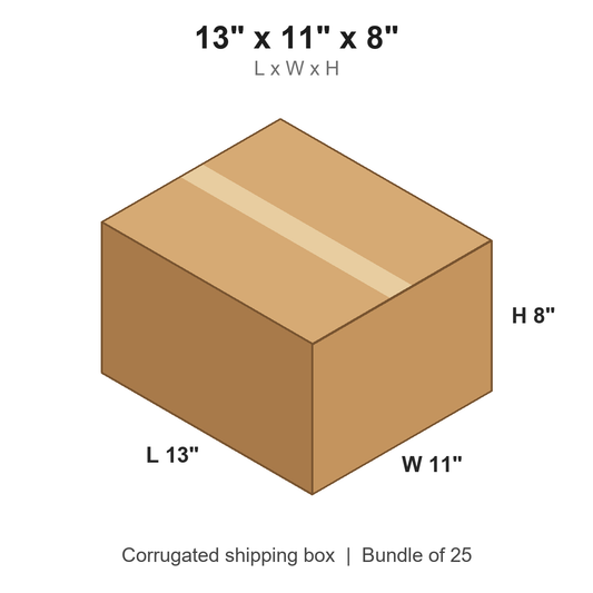 13 x 11 x 8 in corrugated shipping box