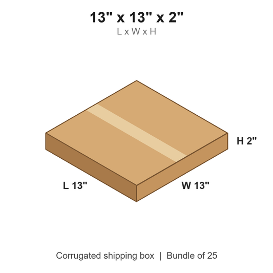 13 x 13 x 2 in corrugated shipping box
