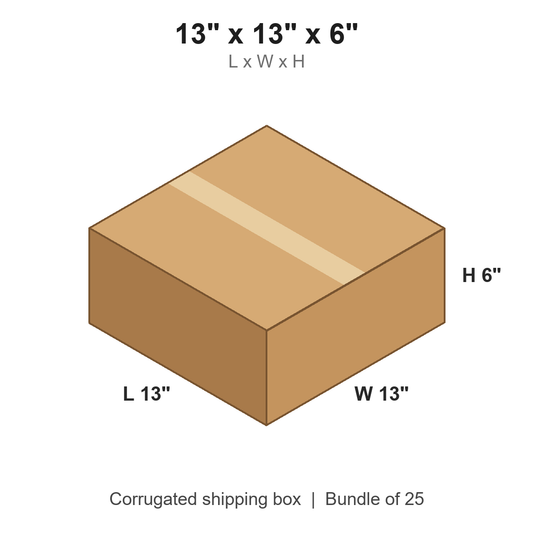 13 x 13 x 6 in corrugated shipping box