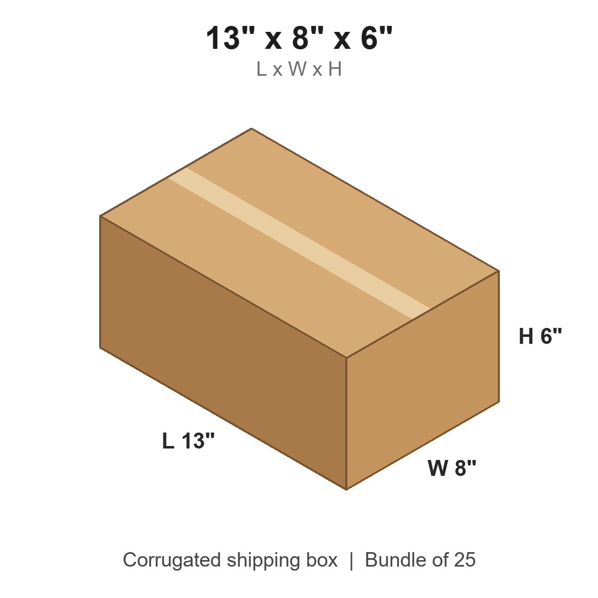 13 x 8 x 6 in corrugated shipping box
