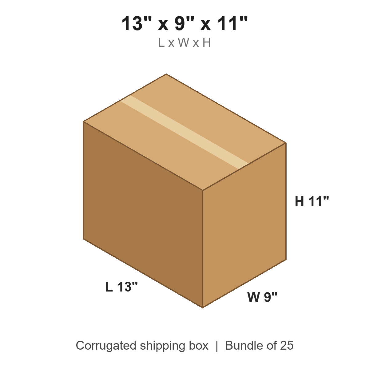 13 x 9 x 11 in corrugated shipping box