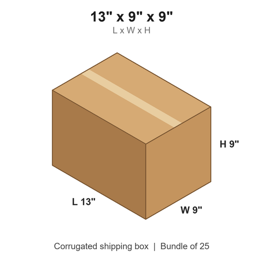 13 x 9 x 9 in corrugated shipping box