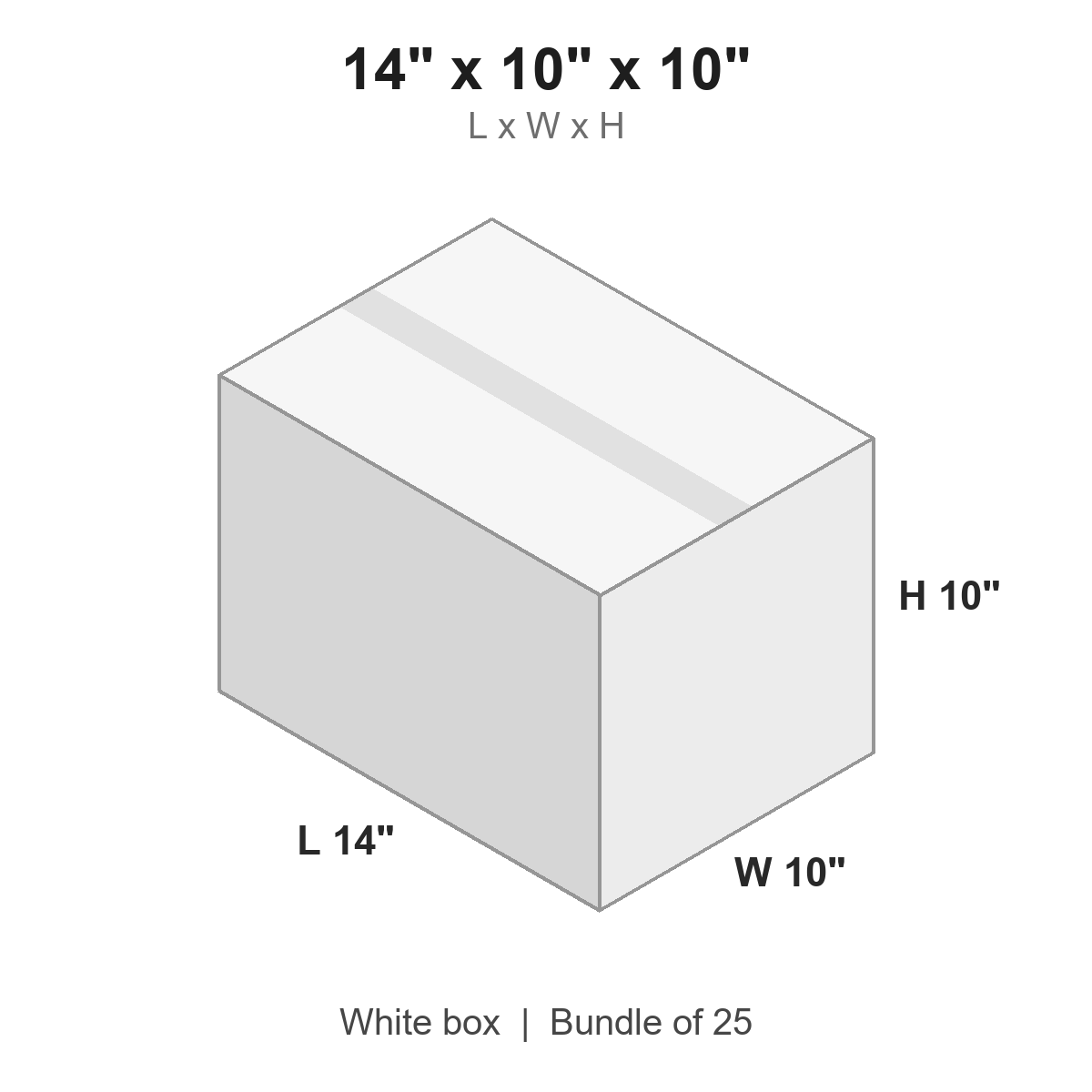 14x10x10 White Corrugated Boxes