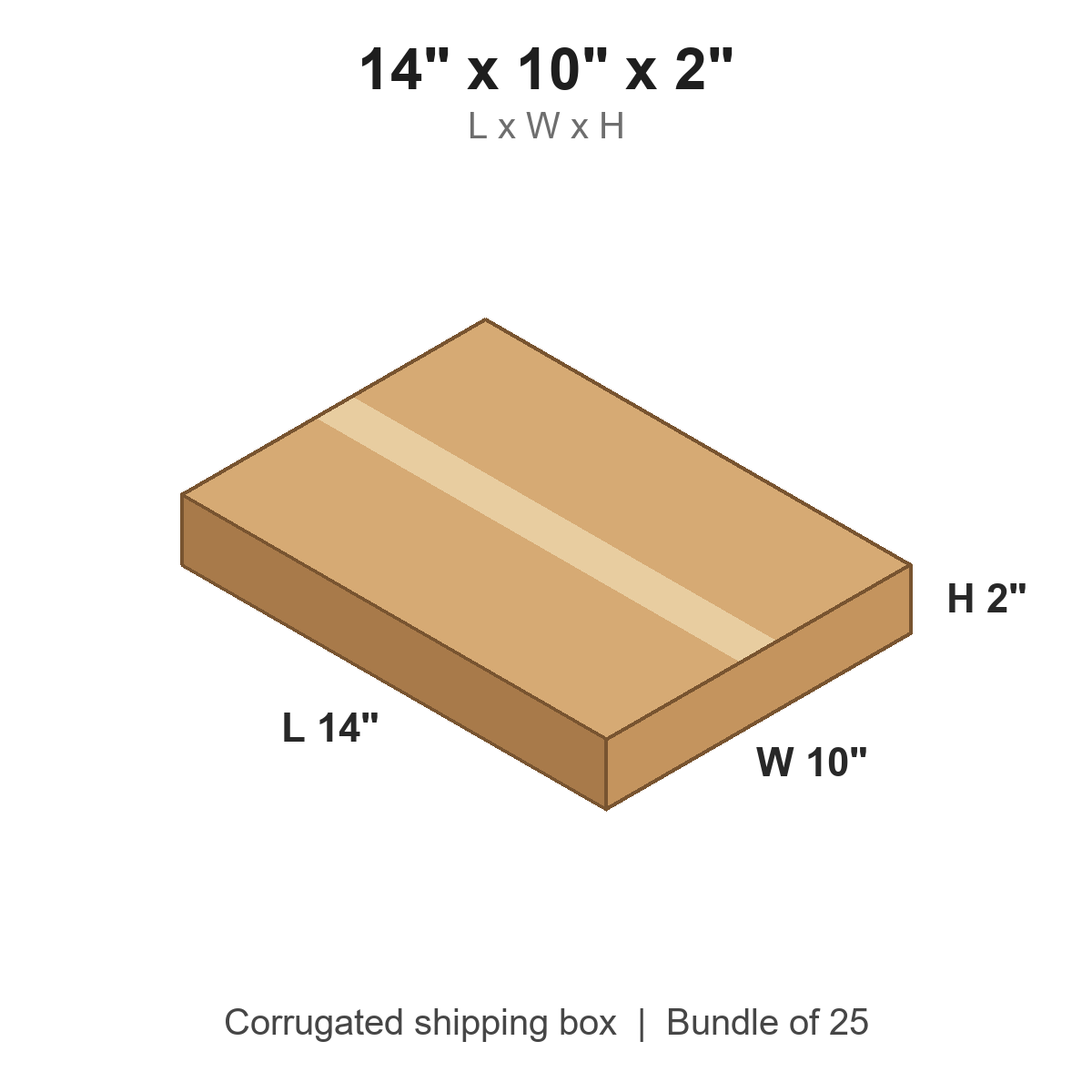 14 x 10 x 2 in corrugated shipping box