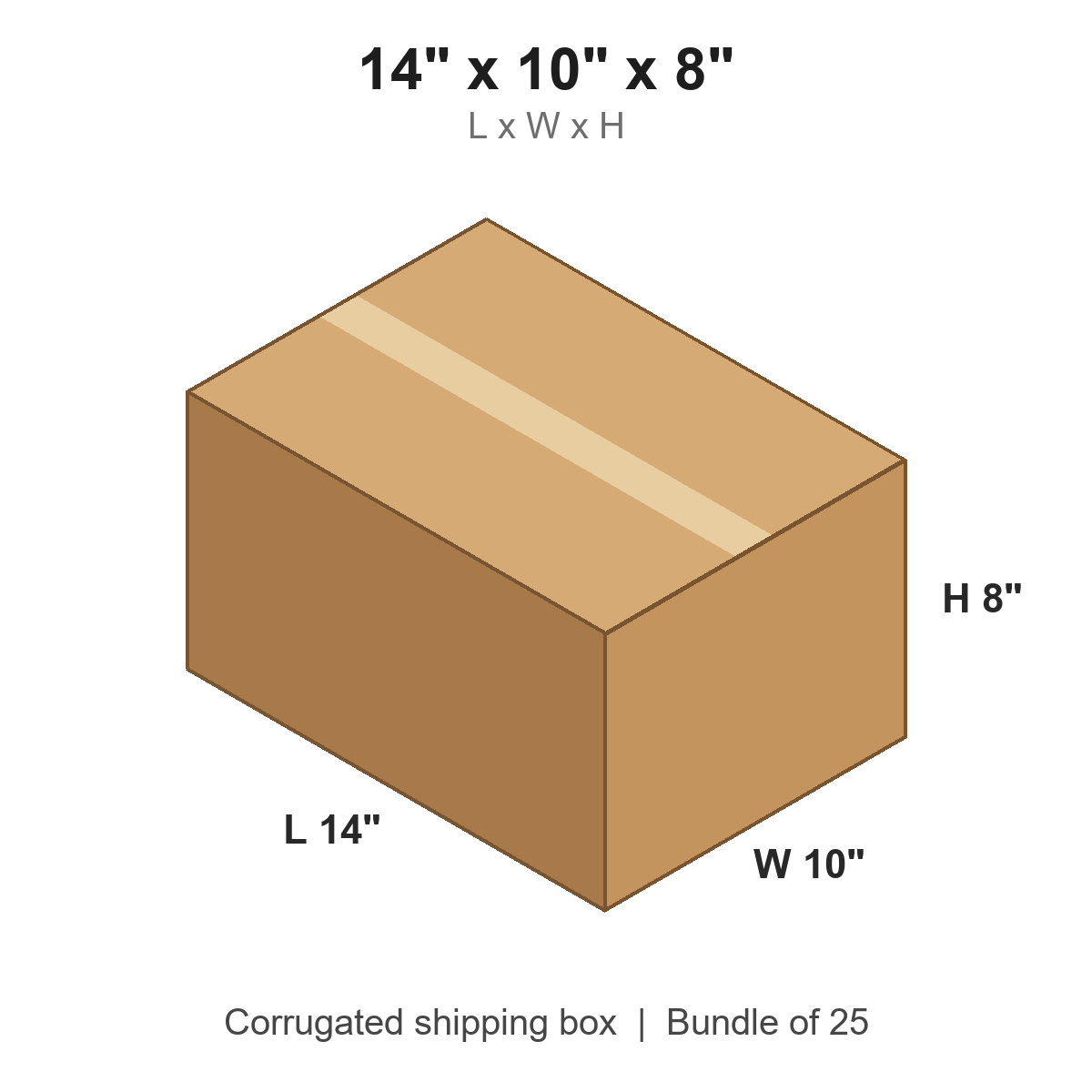 14 x 10 x 8 in corrugated shipping box