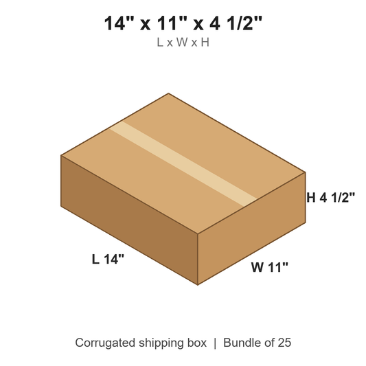 14 x 11 x 4 1/2 in corrugated shipping box