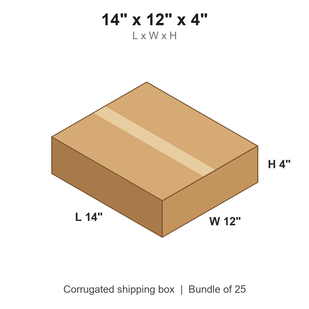 14 x 12 x 4 in corrugated shipping box