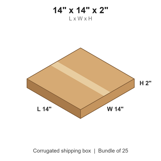 14 x 14 x 2 in corrugated shipping box